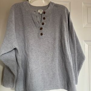 Aerie Overesized Chunky Ribbed Henley Sweater